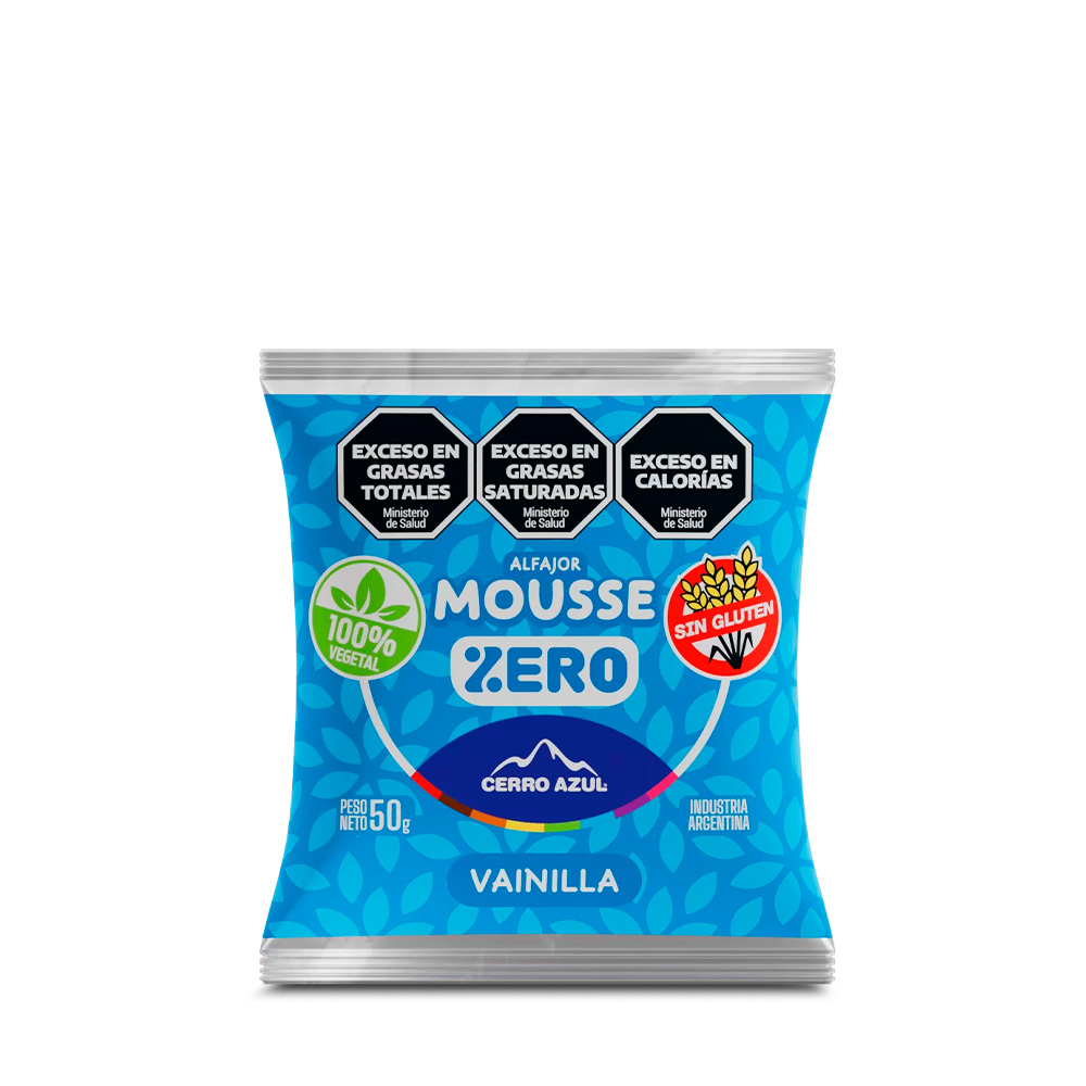 3110005 Alfajor Mousse vainilla bañado choco. x 50 gr SIN TACC/ VEGANO/ SIN AZUCAR Cerro Azúl - Image 1